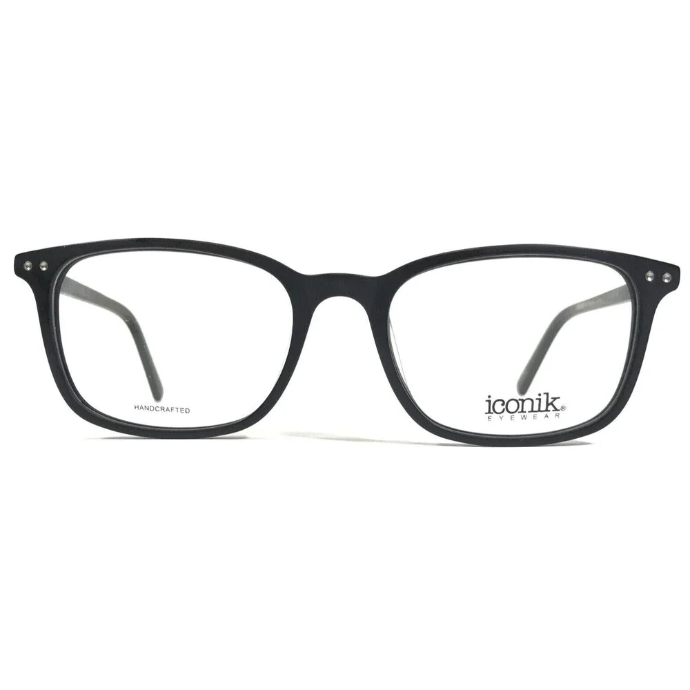 Iconik Eyeglasses Frames Derek C1 Black Square Full Rim 52-19-140